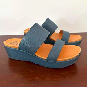 Kork-Ease Blue Leather Platform Sandals